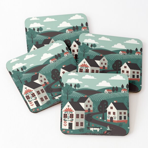 Item preview, A village drawn in an illustration style designed and sold by Design4uStudio.