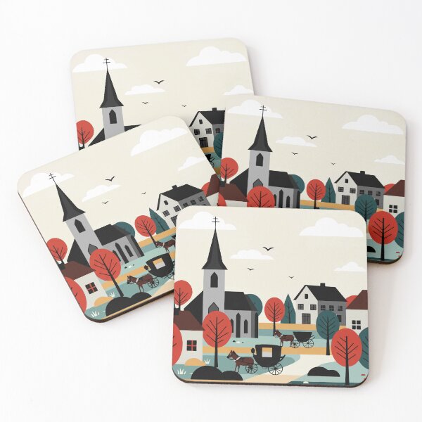 Item preview, A village drawn in an illustration style designed and sold by Design4uStudio.