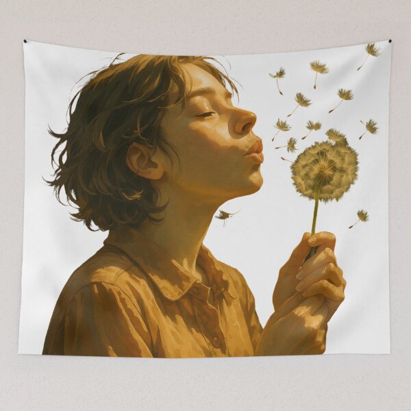 Item preview, Golden Light and Dandelions – Dreamy Portrait in Warm Glow designed and sold by Siamcatshop.