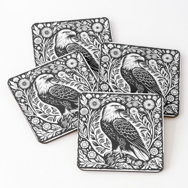 Item preview, Black and White Floral Eagle Art designed and sold by atkindesign.
