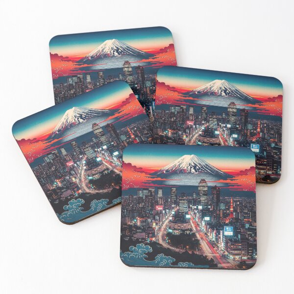 Item preview, Neo Fuji: Tokyo Night Ukiyo-e Skyline designed and sold by JapanNeoArt.