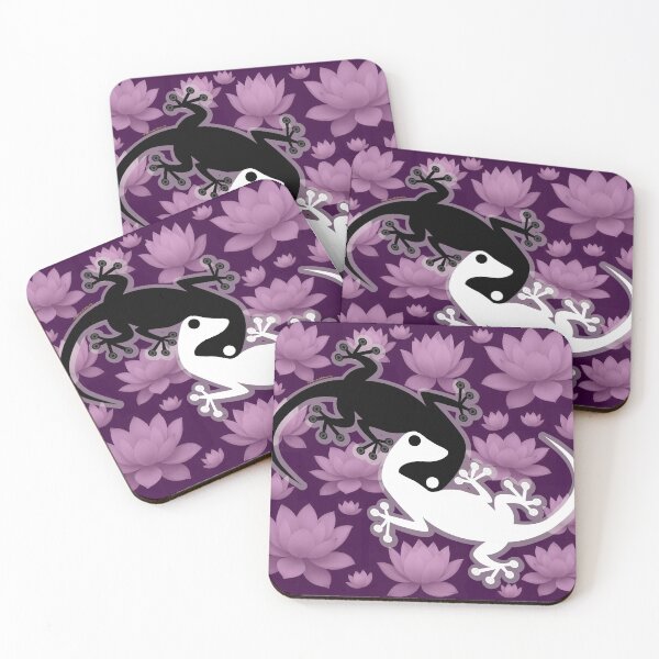 Item preview, Yin Yang Gecko with Lotus Flowers designed and sold by BySherylMarie.