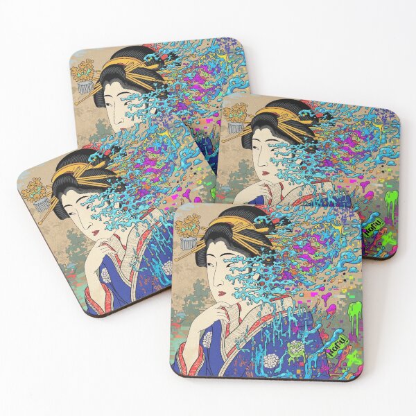 Item preview, Ukiyo-e Glitch: Neon Liquid Geisha designed and sold by JapanNeoArt.
