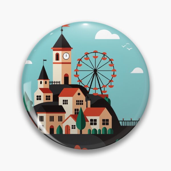 Item preview, A small town with a Ferris wheel designed and sold by Design4uStudio.