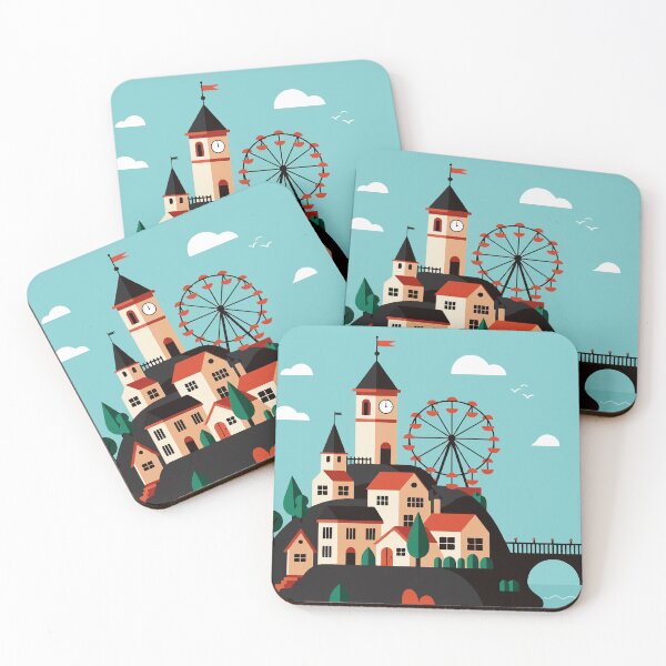 Item preview, A small town with a Ferris wheel designed and sold by Design4uStudio.