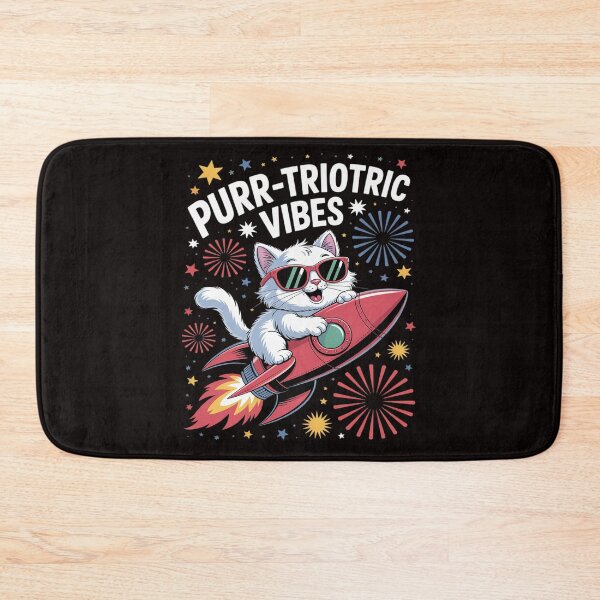 Item preview, Purr-triotic Vibes Cat Rocket 4th of July Fireworks Fun designed and sold by Idarmotar.