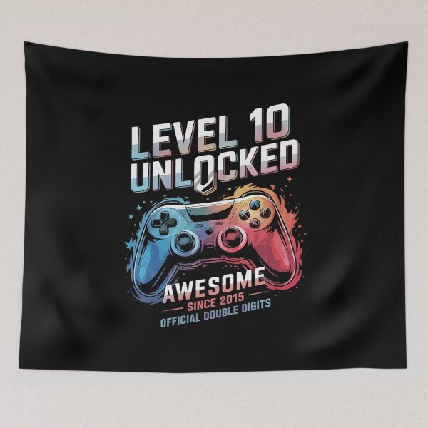 Item preview, Level 10 Unlocked Awesome Since 2015 10th Birthday Gaming  designed and sold by BeetleMalon.
