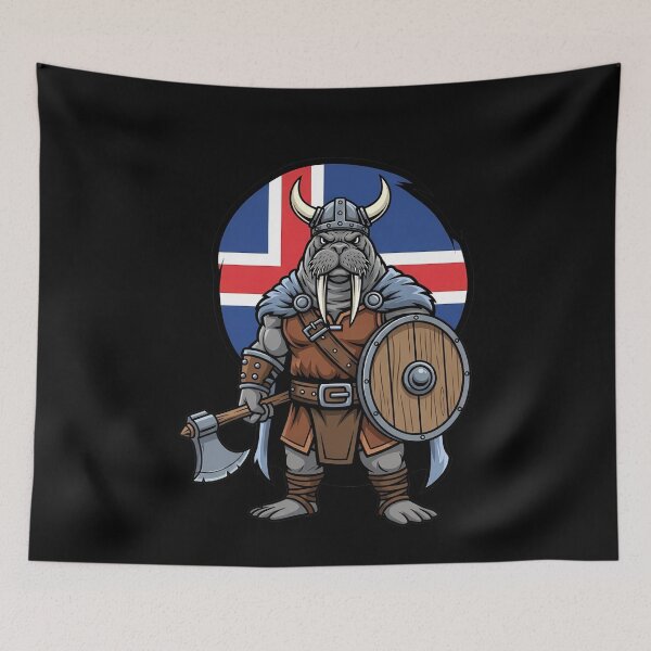 Item preview, Walrus Viking Warrior Iceland Flag Axe designed and sold by k3rstman1.