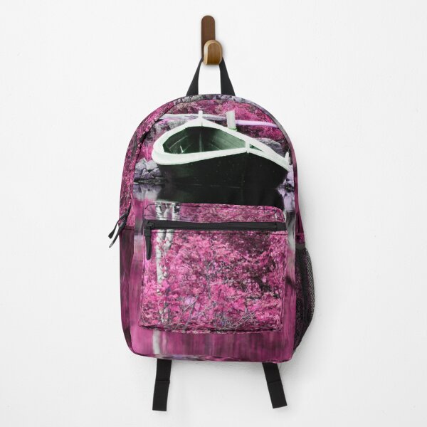 Item preview, Autumnal pink – boat on reflective water / Swiss Artwork Photography designed and sold by Raphael Wolf.