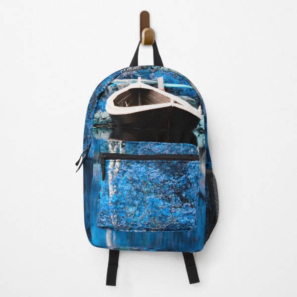 Item preview, Autumnal blue – boat on reflective water / Swiss Artwork Photography designed and sold by Raphael Wolf.