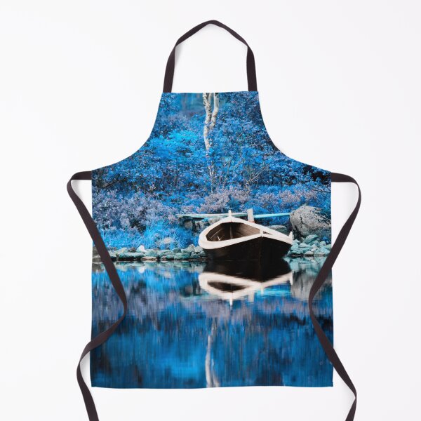 Item preview, Autumnal blue – boat on reflective water / Swiss Artwork Photography designed and sold by Raphael Wolf.