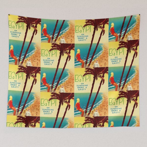 Item preview, Vintage Egypt Travel Poster | Art Deco Wall Art | Sunshine Sport & Gaiety | Beach Retro Print | Exotic Palm Trees Decor designed and sold by artofuniverse.