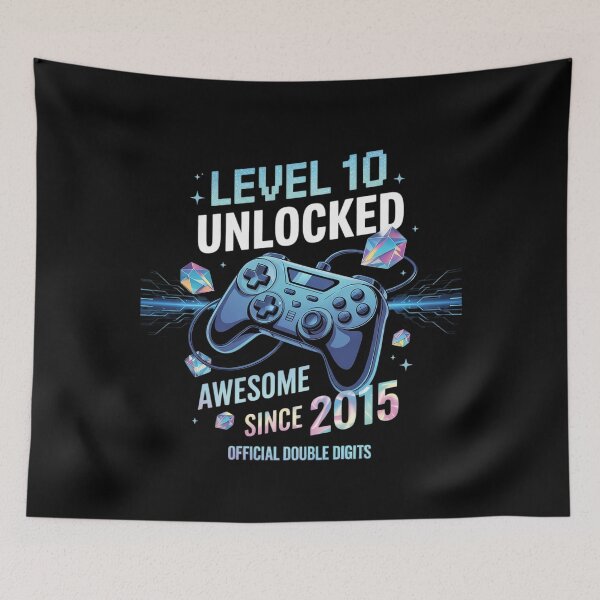 Item preview, Level 10 Unlocked Awesome Since 2015 10th Birthday Gaming1  designed and sold by BeetleMalon.