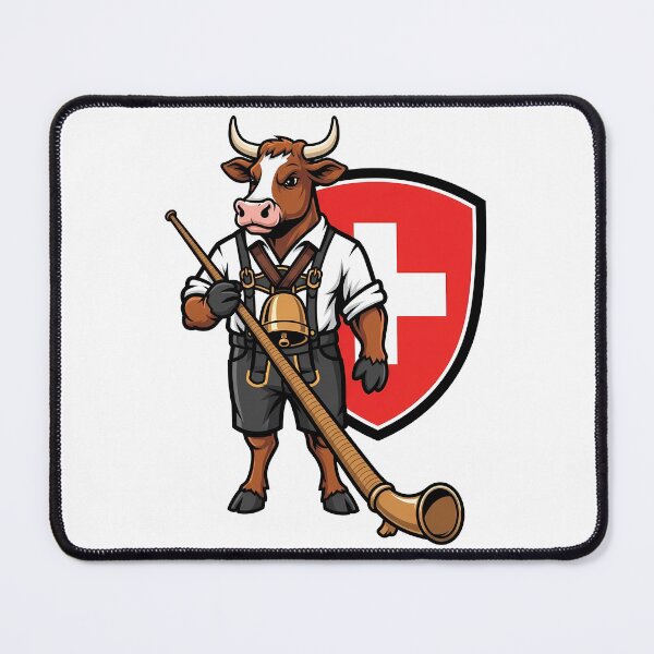 Item preview, Swiss Alphorn Cow Yodel Mascot Flag designed and sold by k3rstman1.