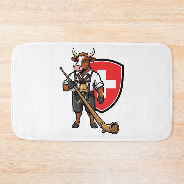 Item preview, Swiss Alphorn Cow Yodel Mascot Flag designed and sold by k3rstman1.