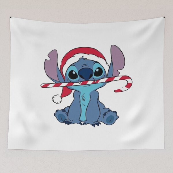 Item preview, Stitch Inspired Christmas Art – Cute Blue Alien with Candy Cane Holiday Design designed and sold by NoemiDonaldson.