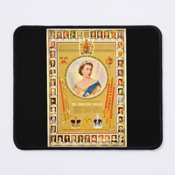Item preview, Commemorative Poster of Queen Elizabeth II Coronation 1953 | Regal Portrait & Coronation Regalia | British Monarchy History Art designed and sold by artofuniverse.