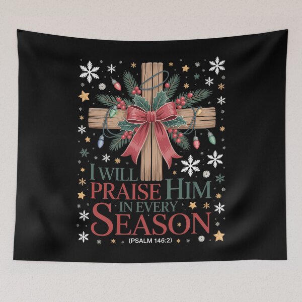Item preview, I Will Praise Him in Every Season Cross Bow Floral Christmas designed and sold by waazwee6.