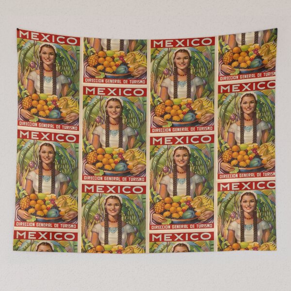 Item preview, Vintage Mexico Tourism Poster | Mid-Century Art | Vibrant Colors & Cultural Heritage | Traditional Mexican Attire | Exotic Art designed and sold by artofuniverse.