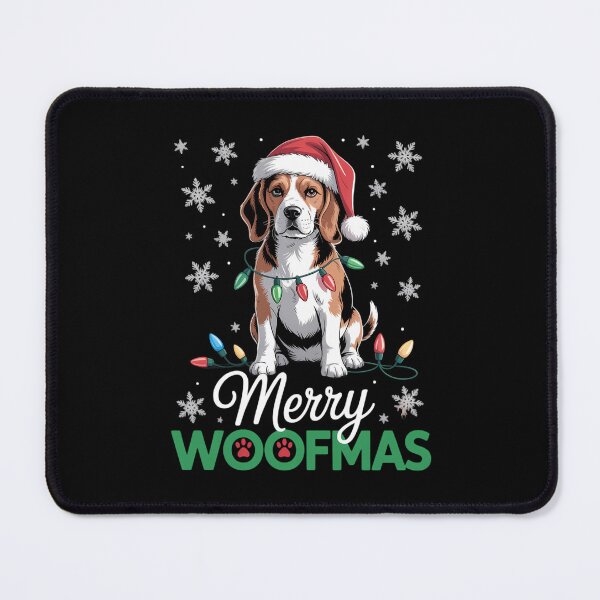 Item preview, Beagle Dog Merry Woofmas Funny Xmas Lights Santa Hat designed and sold by Sunset4Bones.