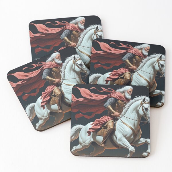 Item preview, Horseman of the apocalypse riding a white horse against a dark background, biblical religious theory, end of the world, designed and sold by evanurozi.
