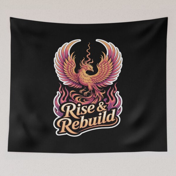 Item preview, Rise And Rebuild Phoenix Rising Fire Bird Motivational designed and sold by petrichorsworld.