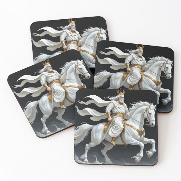 Item preview, Horseman of the apocalypse riding a white horse against a dark background, biblical religious theory, end of the world, designed and sold by evanurozi.