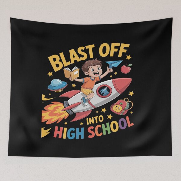 Item preview, Rocket Blast Off Into High School Funny Back To School designed and sold by petrichorsworld.