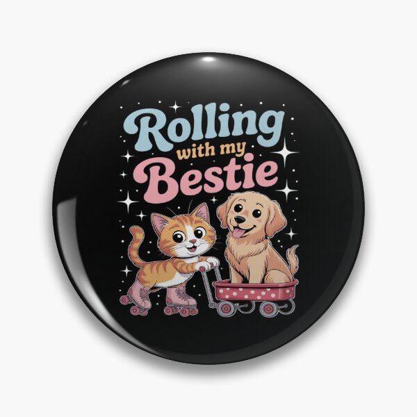 Item preview, Rolling With My Bestie - Adorable Cat and Dog Duo designed and sold by petrichorsworld.