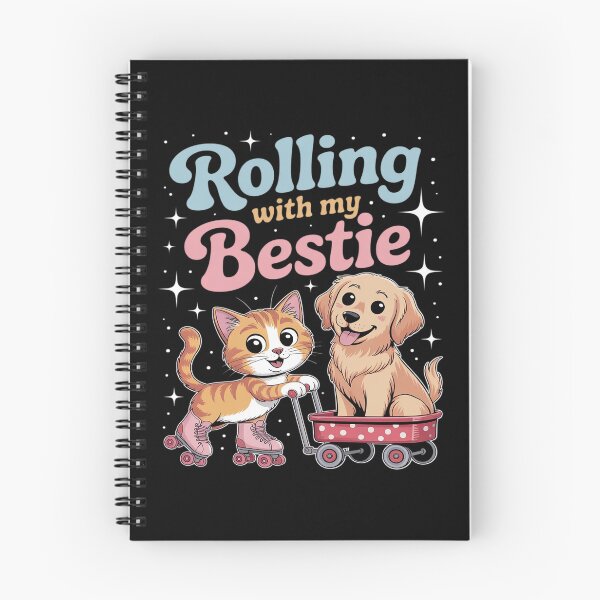 Item preview, Rolling With My Bestie - Adorable Cat and Dog Duo designed and sold by petrichorsworld.