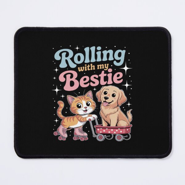 Item preview, Rolling With My Bestie - Adorable Cat and Dog Duo designed and sold by petrichorsworld.