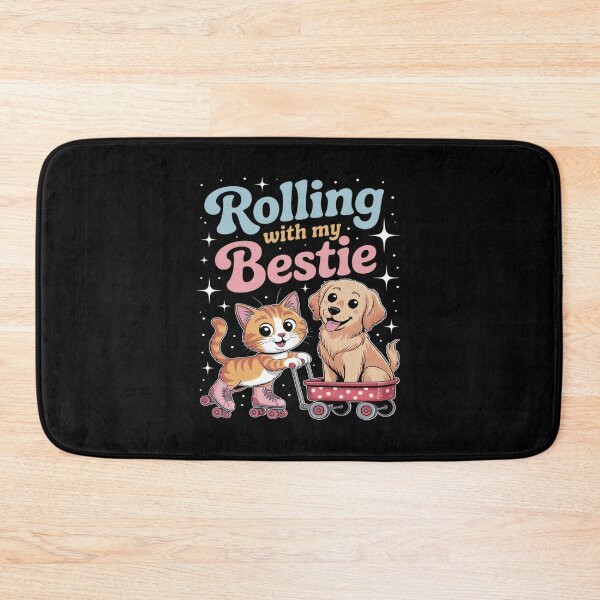 Item preview, Rolling With My Bestie - Adorable Cat and Dog Duo designed and sold by petrichorsworld.
