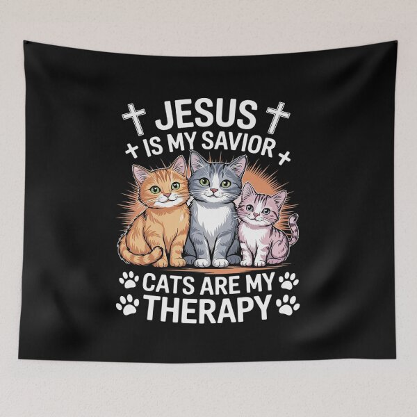 Item preview, Jesus is my savior Cats are my therapy  designed and sold by GGrizeldaRivas.