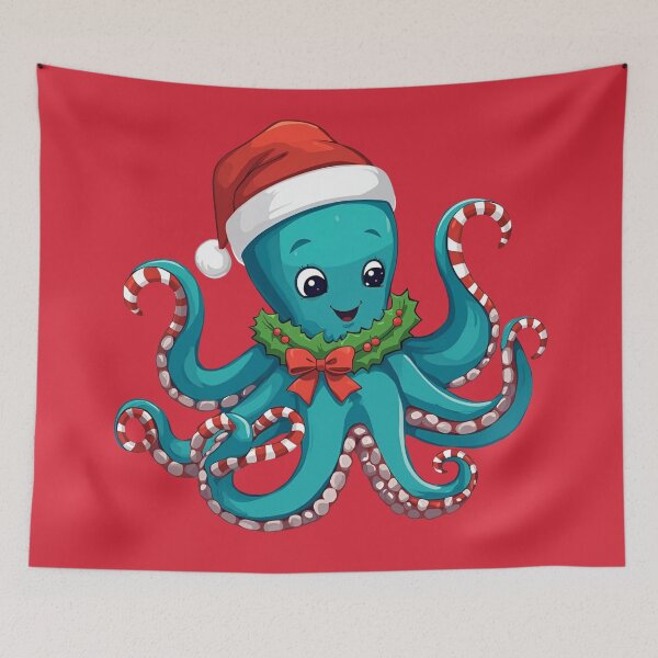 Item preview, Adorable Christmas octopus in a Santa hat designed and sold by Ivy-Triggs.
