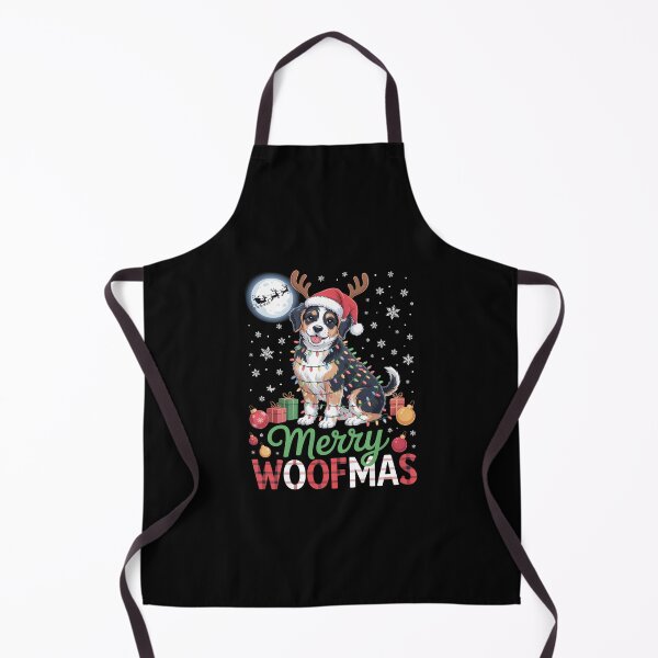 Item preview, Merry Christmas Funny Woof Xmas Santa Reindeer Bernedoodle designed and sold by Sunset4Bones.