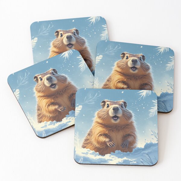 Item preview, Illustration of a surprised groundhog emerging from the snow, high-quality photo designed and sold by evanurozi.
