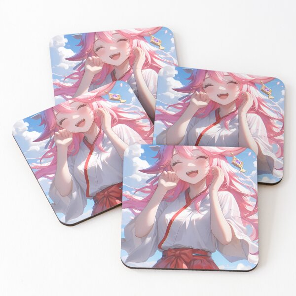 Item preview, Yae Miko Cheerful Shrine Maiden Pink Blossom Sky Genshin Impact designed and sold by HumbertoValveno.