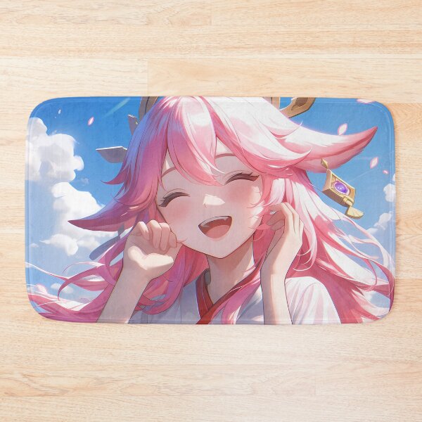 Item preview, Yae Miko Cheerful Shrine Maiden Pink Blossom Sky Genshin Impact designed and sold by HumbertoValveno.