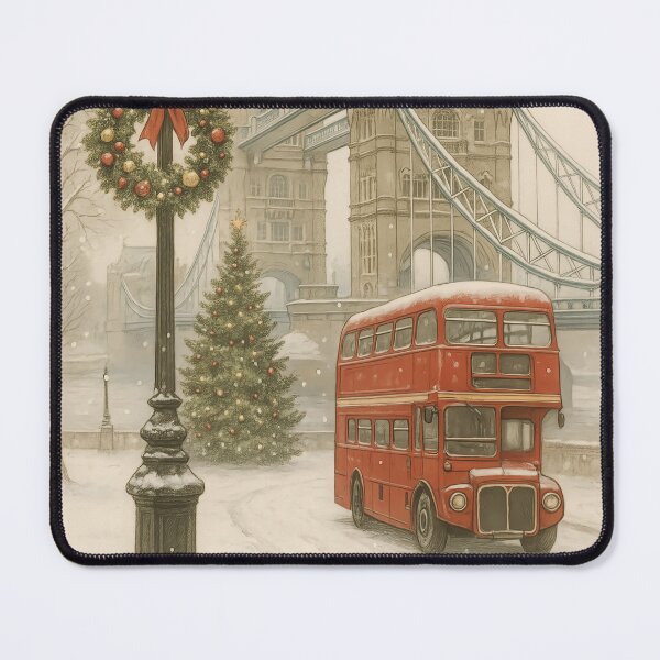 Item preview, London Christmas Holiday Art – Red Bus & Tower Bridge, Christmas Gift for Traveler, Winter Home Decor Gift Idea designed and sold by elgreko.