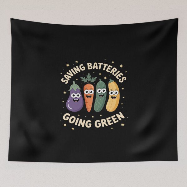 Item preview, Saving Batteries Going Green – Funny Cartoon Vegetable Adult designed and sold by KingsLife1994.
