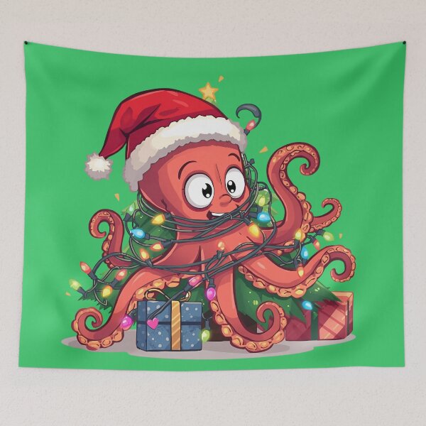 Item preview, Christmas Octopus Decorating a Christmas Tree designed and sold by Ivy-Triggs.
