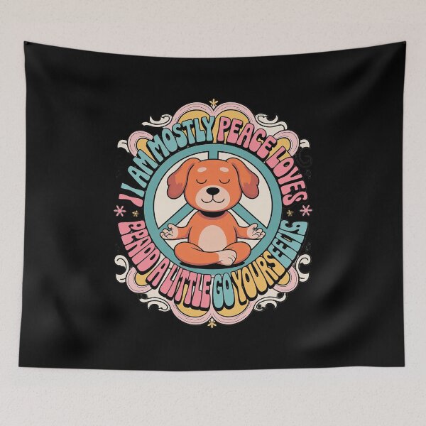 Item preview, Lovely Dog Saying I Am Mostly Peace Love And Dogs Yoga  designed and sold by HuValverdeArt.