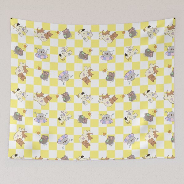 Item preview, Summer Aussie animals at the beach All over (Yellow) designed and sold by HarunaMcDesigns.