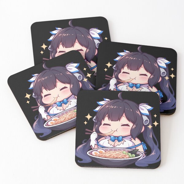 Item preview, Girl Hestia DanMachi Chibi Goddess Eating Kawaii Ramen Anime designed and sold by Raslbazola.