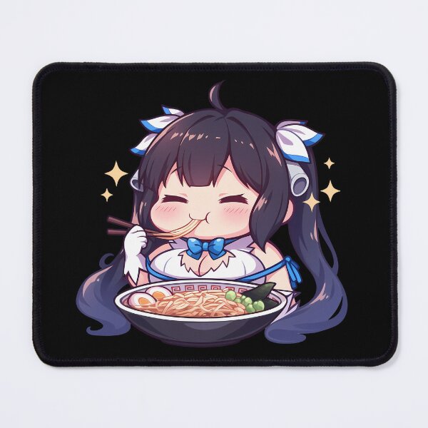 Item preview, Girl Hestia DanMachi Chibi Goddess Eating Kawaii Ramen Anime designed and sold by Raslbazola.