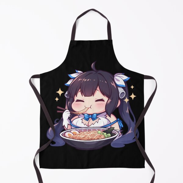 Item preview, Girl Hestia DanMachi Chibi Goddess Eating Kawaii Ramen Anime designed and sold by Raslbazola.