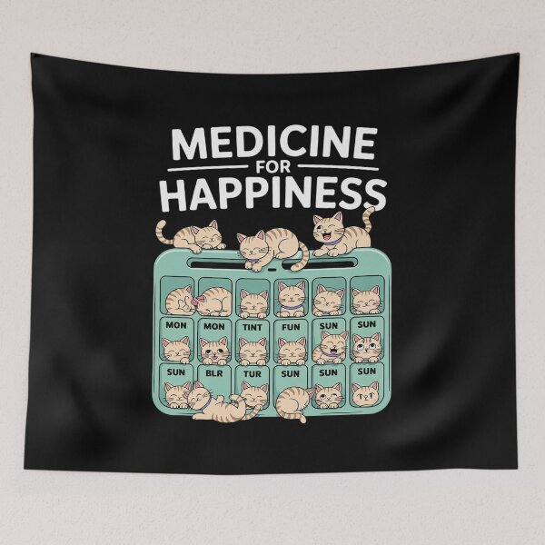 Item preview, My Medicine For Happiness Called Cats every day kitten cat  designed and sold by HuValverdeArt.