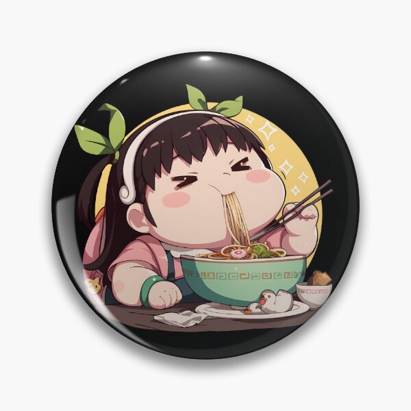 Item preview, Mayoi Hachikuji Chibi Kawaii Anime Girl Eating Ramen from Bakemonogatari designed and sold by Raslbazola.