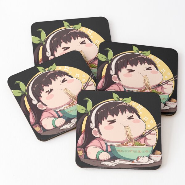 Item preview, Mayoi Hachikuji Chibi Kawaii Anime Girl Eating Ramen from Bakemonogatari designed and sold by Raslbazola.