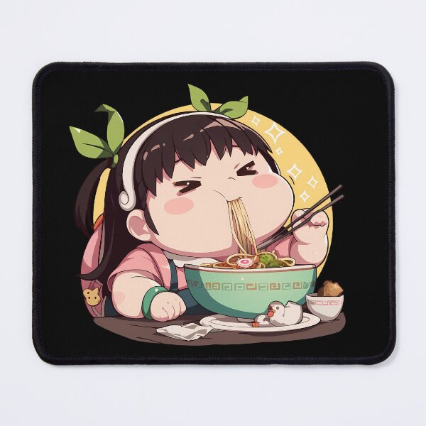 Item preview, Mayoi Hachikuji Chibi Kawaii Anime Girl Eating Ramen from Bakemonogatari designed and sold by Raslbazola.